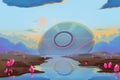 Fantastic and Exotic Allen Planets Environment: Falling UFO.