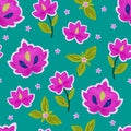 fantastic exotic flowers pink on green background