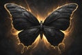 Fantastic fire butterfly. Black butterfly with golden border. Royalty Free Stock Photo