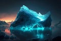 fantastic floating iceberg glowing fromnetri with sharp ice floes and gem-like peaks