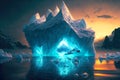 fantastic floating iceberg glowing fromnetri with sharp ice floes and gem-like peaks