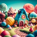 fantastic illustration of a cute little candy villa, generative AI Royalty Free Stock Photo