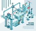 Fantastic industrial machine of intricate design isometric