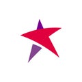 Fantastic isolated simple flat red and violet color star logo of unusual shape. Vector logotype and icon of the abstract