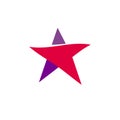 Fantastic isolated simple flat red and violet color star logo of unusual shape. Vector logotype and icon of the abstract