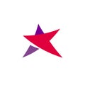 Fantastic isolated simple flat red and violet color star logo of unusual shape. Vector logotype and icon of the abstract Royalty Free Stock Photo