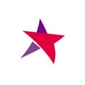 Fantastic isolated simple flat red and violet color star logo of unusual shape. Vector logotype and icon of the abstract