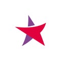 Fantastic isolated simple flat red and violet color star logo of unusual shape. Vector logotype and icon of the abstract