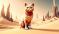 Fantastic lonely desert sand cat