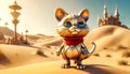 Fantastic lonely desert sand cat