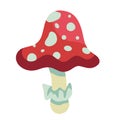 Fantastic magic mushroom. Flat. Decorative nature element. Isolated on a white background. Vector illustration
