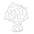 Fantastic magic mushroom. Line. Coloring book. Decorative nature element. Isolated on a white background. Vector illustration