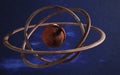 Fantastic Mars planet with torus rock rings around