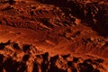 Fantastic martian landscape in rusty orange shades, Mars surface, Desert, Cliffs, sand. Alien landscape. Red planet mars Royalty Free Stock Photo