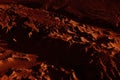 Fantastic martian landscape in rusty orange shades, Mars surface, Desert, Cliffs, sand. Alien landscape. Red planet mars Royalty Free Stock Photo