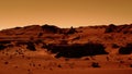 Fantastic martian landscape in rusty orange shades, Mars surface, Desert, Cliffs, sand. Alien landscape. Red planet mars Royalty Free Stock Photo