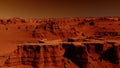 Fantastic martian landscape in rusty orange shades, Mars surface, Desert, Cliffs, sand. Alien landscape. Red planet mars Royalty Free Stock Photo