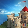 Fantastic medieval castle under dramatic sky Royalty Free Stock Photo