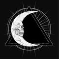 The fantastic moon, in the form of a human skull. Esoteric symbol, sacred geometry.