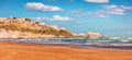 Fantastic morning view of  Vieste town. Panoramic spring seascape of Adriatic sea Royalty Free Stock Photo