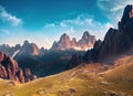 Fantastic mountain landscape. Dramatic scene. 3D rendering. Generative AI