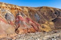 Fantastic mountain natural landscape with bright color transitions and blue clear sky Unearthly Martian landscapes.