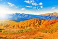 Fantastic mountain tops at autumn evening time.