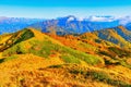 Fantastic mountain tops at autumn evening time.