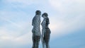 Fantastic Moving Lovers Sculpture of Ali and Nino Against Melancholic Cloudy Sky of Batumi, Georgia