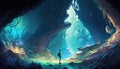 Fantastic mystical cavern from a magical world. Generative AI.
