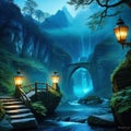 fantastic mystical landscape of the elven Grim and magical place in the