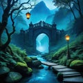 fantastic mystical landscape of the elven Grim and magical place in the