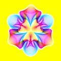 Fantastic neon flower, abstract shape with lots of blending lines