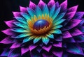 Fantastic neutron electron flowers with neon light, fantasy art,