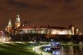 Fantastic night Krakow. The Royal Wawel Castle in Poland Royalty Free Stock Photo