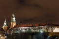 Fantastic night Krakow. The Royal Wawel Castle in Poland Royalty Free Stock Photo