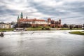 Fantastic night Krakow. The Royal Wawel Castle in Poland Royalty Free Stock Photo