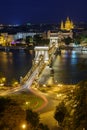 Fantastic night view of Budapest. Chain bridge across the Danube Royalty Free Stock Photo