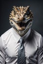 Fantastic office worker crocodile, in a white shirt. Generative AI