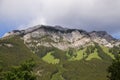 Fantastic  panorama of Banff. Nature landscape - snowy peaks mountains, clear lakes and forests. Tourism Alberta, Canada Royalty Free Stock Photo