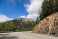 Fantastic  panorama of Banff. Nature landscape - snowy peaks mountains, clear lakes and forests. Tourism Alberta, Canada Royalty Free Stock Photo