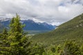 Fantastic  panorama of Banff. Nature landscape - snowy peaks mountains, clear lakes and forests. Tourism Alberta, Canada Royalty Free Stock Photo