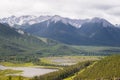 Fantastic  panorama of Banff. Nature landscape - snowy peaks mountains, clear lakes and forests. Tourism Alberta, Canada Royalty Free Stock Photo