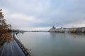 Fantastic Panoramic view of Danube River in cloudy weather