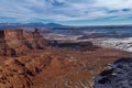 Fantastic panoramic view of Dead Horse Point State Park in the winter with snow in Utah Royalty Free Stock Photo