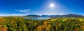 Fantastic panoramic view over the bavarian lake Tegernsee in autumn with fall colors, made by a drone. Royalty Free Stock Photo