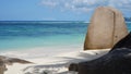 Fantastic paradise beach in amazing island La Digue in Seychelles Royalty Free Stock Photo