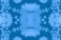 Fantastic pattern of repeated frosty patterns. Trendy toning in color 2020 Classic Blue. Collage, selective focus Royalty Free Stock Photo