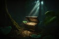 Fantastic picture of the treasure chest in majestic places of the sea bottom. Finances and money concept. Generative AI