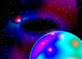 Fantastic planet in deep space. Star field in space and a nebulae. Abstract background of universe and a gas congestion. Galaxy Royalty Free Stock Photo